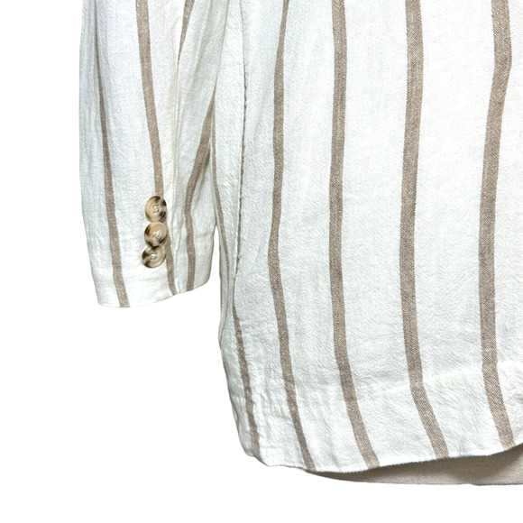 Rails Women's Flynn Mojave Linen Blend Stripe Cream Brown Blazer/Jacket Size XL - Picture 6 of 10
